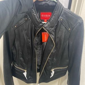 GUESS leather jacket with fur! Brand new